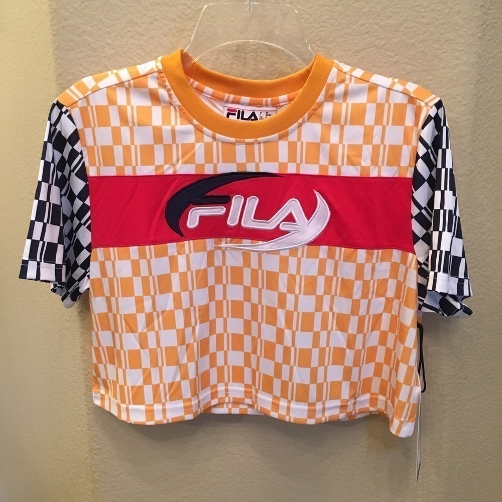 NWT~FILA Women Alba Printed Multi-Color Crop Tee Size Small